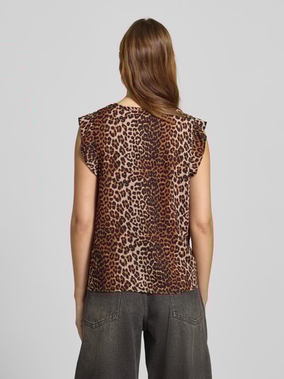 Pieces  Regular fit blousetop met kapmouwen, model 'NYA' Middenbruin - 5