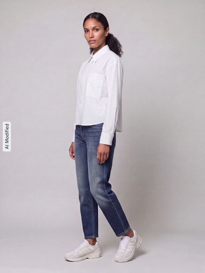OPUS PANTS Loose Fit Hemdbluse aus reiner Baumwolle Modell 'Femi' Weiss 1