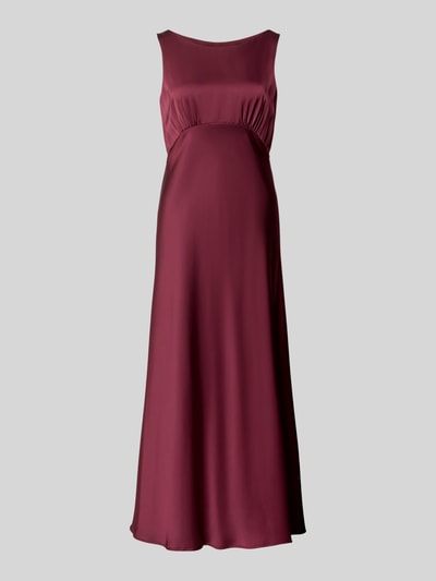 Produktfoto, Cocktailkleid aus Satin mit Rundhalsausschnitt von V by Vera Mont in Dunkelrot, A-Linie, Maxikleid, Rückenlänge 137 cm, Brustweite 41 cm, Größe 36, strukturierter Satin-Look