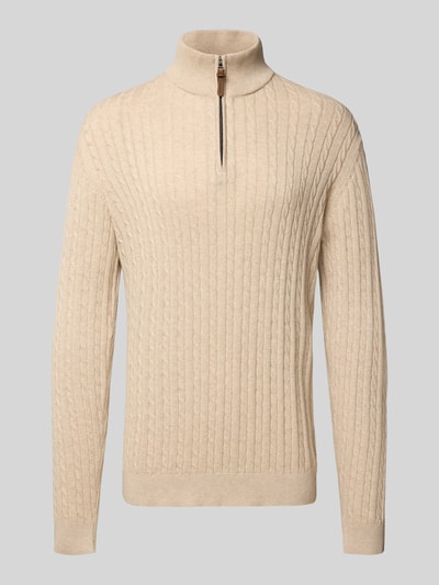 Lindbergh Troyer mit Zopfmuster und Label-Detail Offwhite 2