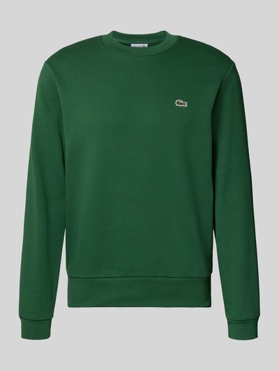 Productfoto, Regular Fit Sweatshirt aus Baumwoll-Mix van Lacoste in effen groen met label patch, ronde hals, lange mouwen, ribboorden, sweatstof