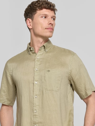 Fynch-Hatton Regular Fit Leinenhemd mit Button-Down-Kragen Hellgruen 3