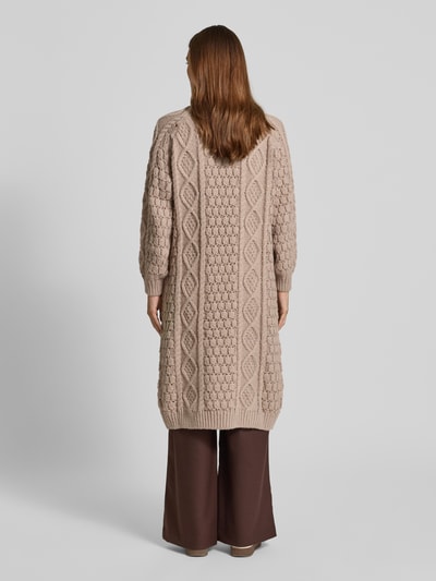 Apricot Longcardigan mit gerippten Abschlüssen Taupe 5