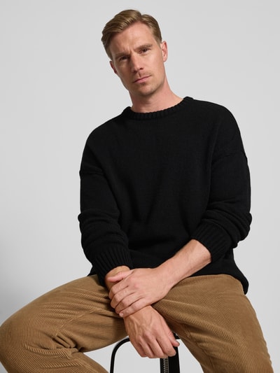 Drykorn Strickpullover mit überschnittenen Schultern Modell 'MALIO' Black 3