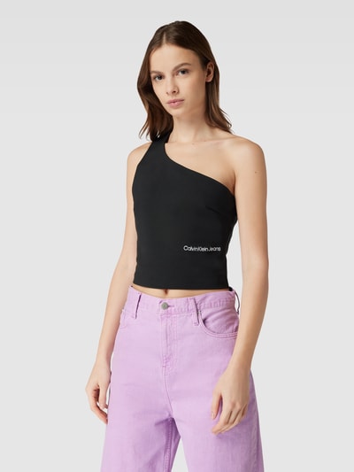 Calvin Klein Jeans Crop Top mit One-Shoulder-Träger Black 4