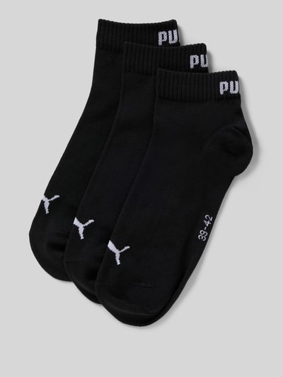 Produktfoto, Sneakersocken mit Logo im 3er-Pack von PUMA, Heren, katoenmix met stretch, nauwsluitend, zwart met wit logoprint, set van 3
