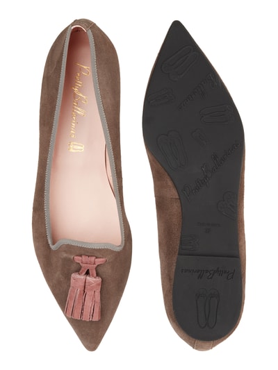 Pretty Ballerinas Loafer aus Veloursleder Taupe 4