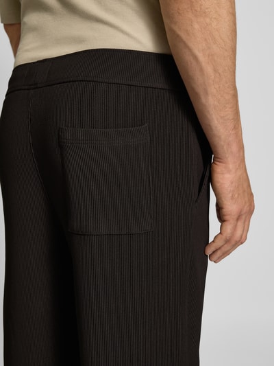 JAKE*S STUDIO MEN Sweatpants in Ripp-Optik mit elastischem Bund Dunkelbraun 3