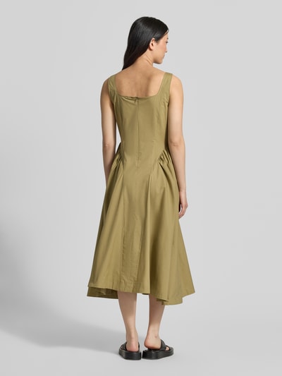 Marella Midikleid mit tiefem Rundhalsausschnitt Modell 'MLLENFASI' Khaki 5