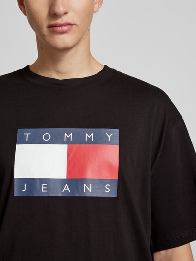 Tommy Jeans T-shirt met labelprint, model 'SKATE' Zwart - 3