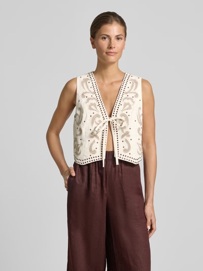 YAS Regular Fit Weste aus reiner Viskose Modell 'Velas' Ecru 4