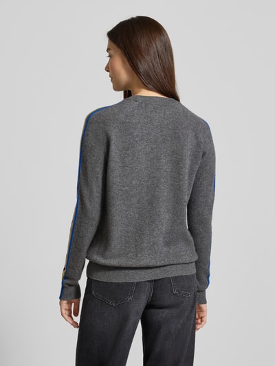 Jake*s Casual Gebreide pullover van kasjmier met contraststrepen Donkergrijs gemêleerd - 5