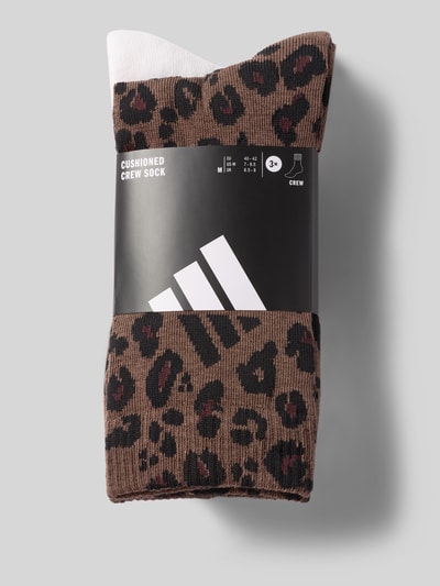 Produktfoto, Socken im Animal-Look im 3er-Pack von adidas Sportswear, braun mit schwarzem und rotem Animal-Look, Baumwoll-Mix mit Stretch-Anteil, körpernahe Passform