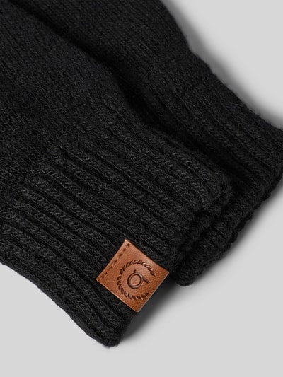 bugatti Rękawiczki z mieszanki bawełny i wiskozy z domieszką kaszmiru model ‘solid’ Czarny 2