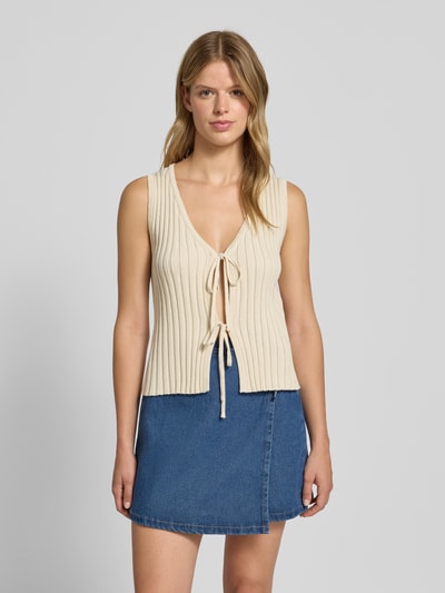 Pieces Regular Fit Top aus Baumwoll-Mix Modell 'JOYLYNN' Sand 4