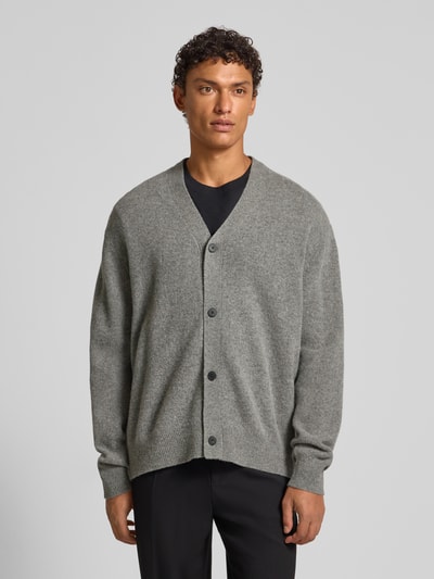 ANNARR Strickjacke mit V-Ausschnitt Modell 'ROLF' Mittelgrau 4