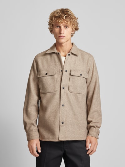 Only & Sons Regular Fit Hemdjacke mit Brustpattentaschen Modell 'ASH' Beige 4