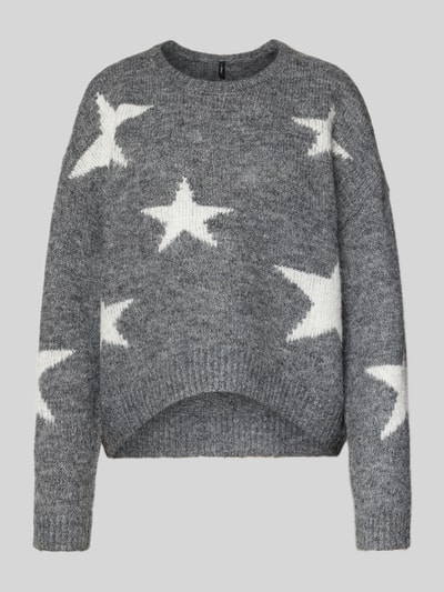 Only Oversized gebreide pullover met wol, model 'AZU' Antraciet gemêleerd - 2