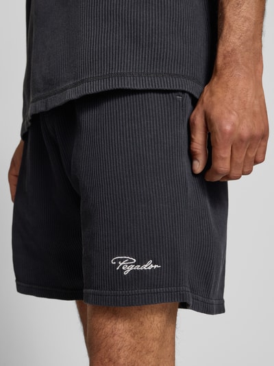 Pegador Relaxed fit korte broek in riblook, model 'SIGNAR' Zwart - 3