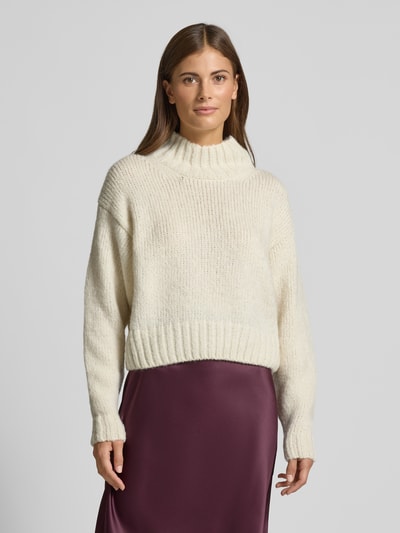 Marc Cain Relaxed Fit Wollpullover mit Alpaka-Anteil in Strick-Optik Offwhite 4