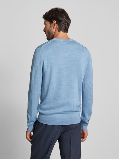 Christian Berg Men Gebreide pullover met V-hals Lichtblauw gemêleerd - 5