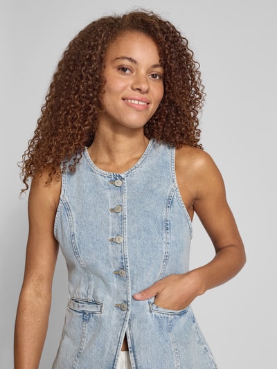 EDITED Jeansgilet met strookzakken, model 'Lyla' Jeansblauw - 3
