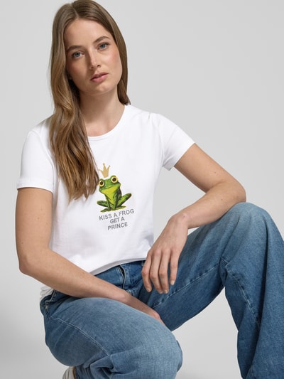 More & More T-Shirt mit Motiv- und Statement-Print Offwhite 3