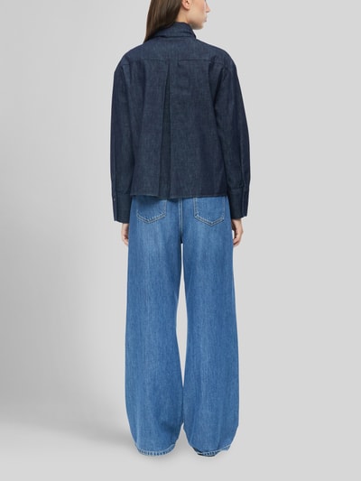 s.Oliver RED LABEL Kort blouse met lange mouwen van puur katoen Bleu - 4