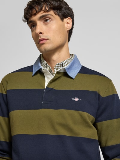 Gant Sweatshirt mit Polokragen Oliv 3