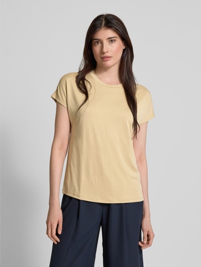 Jake*s Collection T-shirt met geribde ronde hals Zand - 4