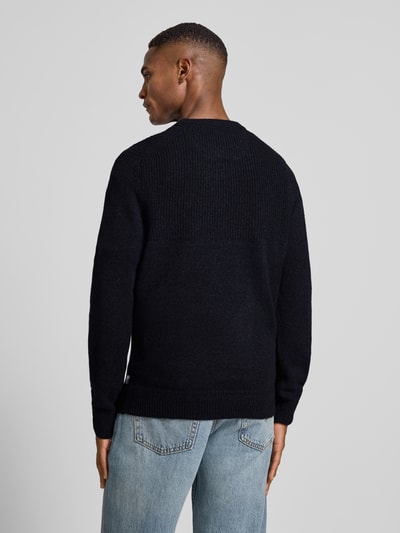 Brax Gebreide pullover met ribboorden, model 'Rick' Marineblauw - 5
