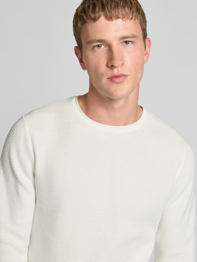 Only & Sons Regular Fit Strickpullover aus reiner Baumwolle Modell 'ERIC' Offwhite 3