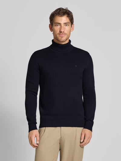 Christian Berg Men Slim fit pullover van een mix van katoen en wol  Marineblauw - 4