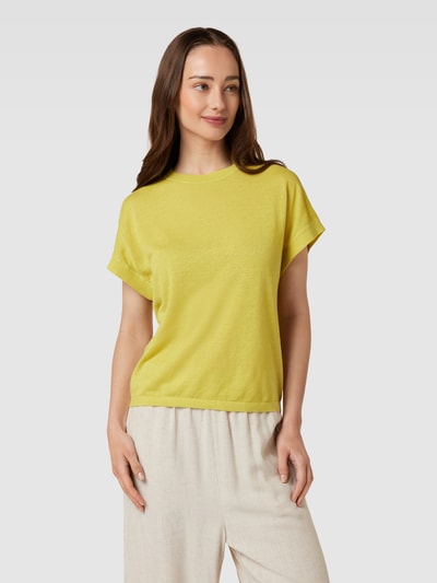 Luisa Cerano T-shirt in tricotlook Mosterdgeel - 4