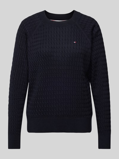 Tommy Hilfiger Sweter z dzianiny z wyhaftowanym logo Ciemnoniebieski 1