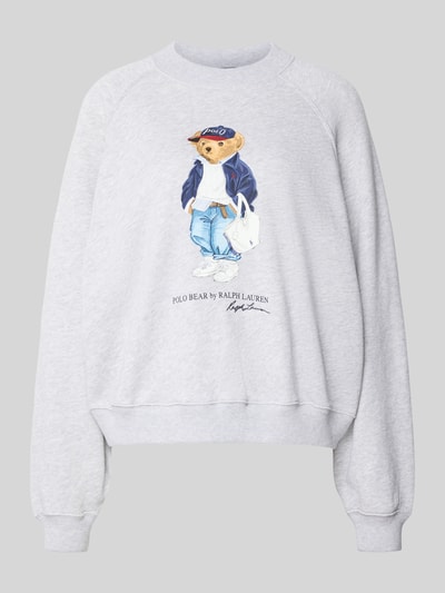 Polo Ralph Lauren Sweter dresowy o kroju regular fit z nadrukiem polo bear Jasnoszary melanż 2