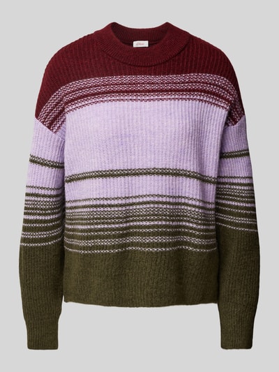 s.Oliver RED LABEL Sweter o kroju relaxed fit ze wzorem w paski  Jasnofioletowy 1