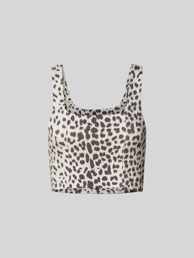 OH APRIL Crop Top mit Animal-Print Hellgrau 2