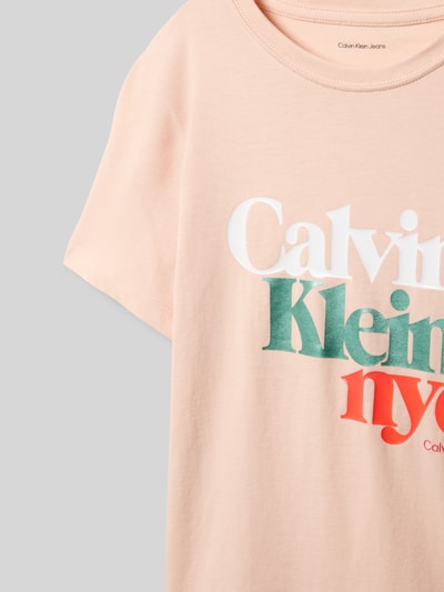 Calvin Klein Jeans T-shirt z nadrukiem z logo Brudnoróżowy 2