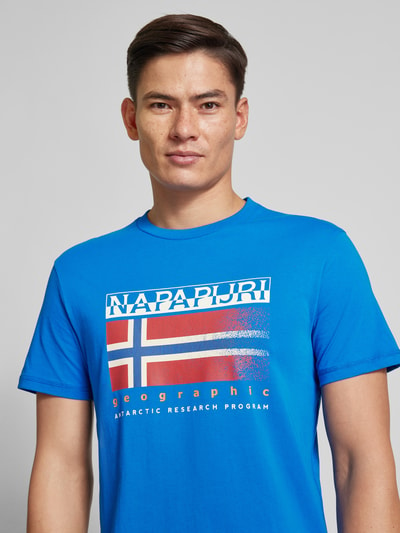 Napapijri T-shirt met label- en statementprint, model 'S-KREIS' Koningsblauw - 3