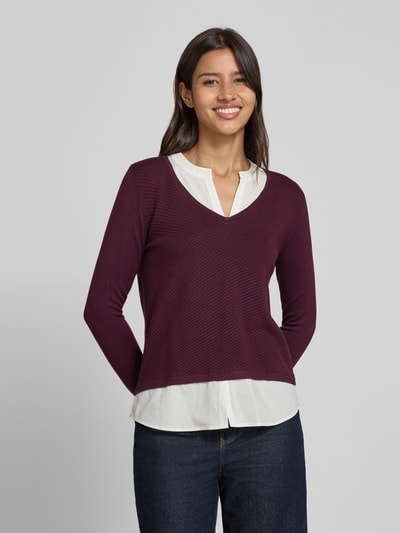 COMMA Strickpullover aus Viskose-Mix mit V-Ausschnitt Bordeaux 4