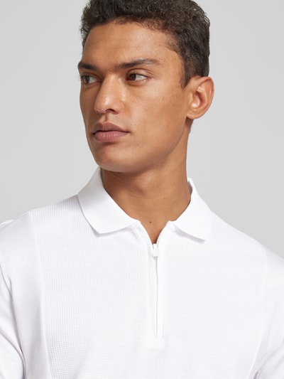 BOSS Slim Fit Poloshirt mit Reißverschluss Weiss 3