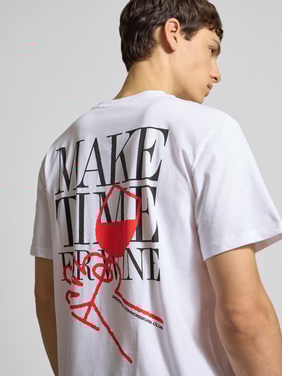 Dedicated T-Shirt mit Motiv-Print Modell 'Make Time For Wine' Weiss 3