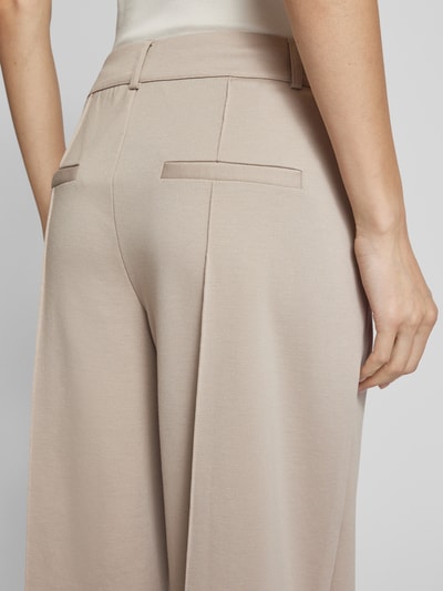 ICHI Wide Leg Stoffhose mit fixierten Bügelfalten Modell 'KATE' Beige 3