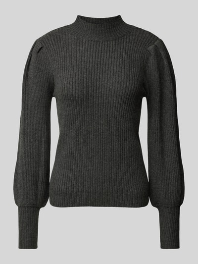 Only Gebreide pullover met opstaande kraag, model 'KATIA' Antraciet gemêleerd - 2