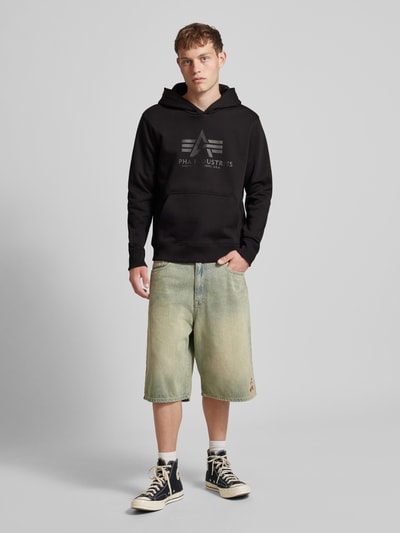 Alpha Industries Hoodie mit Label-Print Black 1