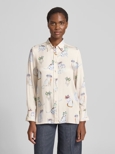 Emily Van den Bergh Regular Fit Bluse mit Manschetten Beige 4