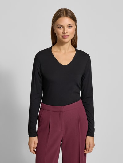 More & More Bluzka z długim rękawem z dekoltem w serek Czarny 4