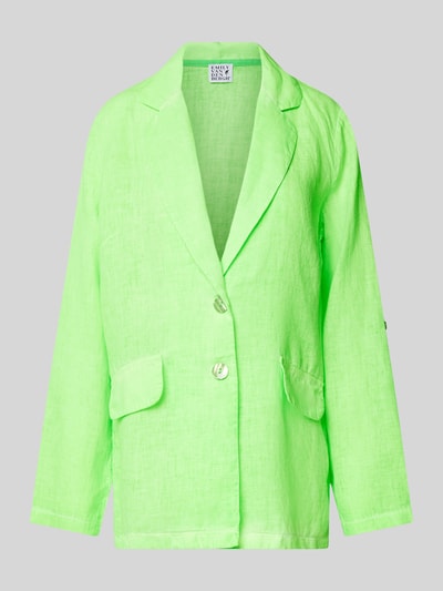 Emily Van den Bergh Lange blazer van linnen met reverskraag Neon groen - 2