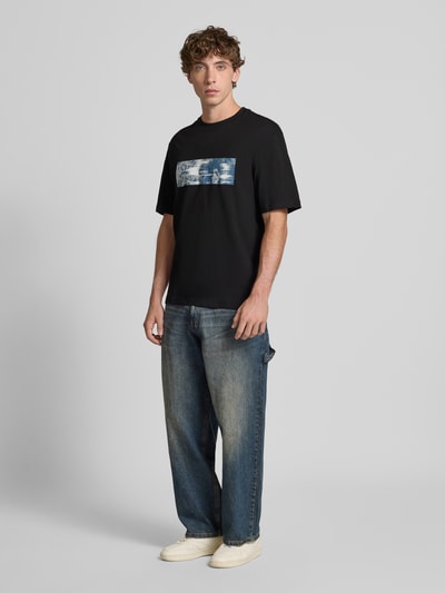 Hugo Blue Relaxed Fit T-Shirt aus reiner Baumwolle Modell 'NAPOLUX' Black 1